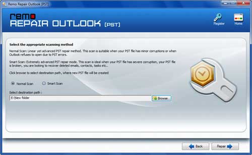 Fix PST after Scanpst hangs during repair process on Outlook 2007 - Select Scanning Method